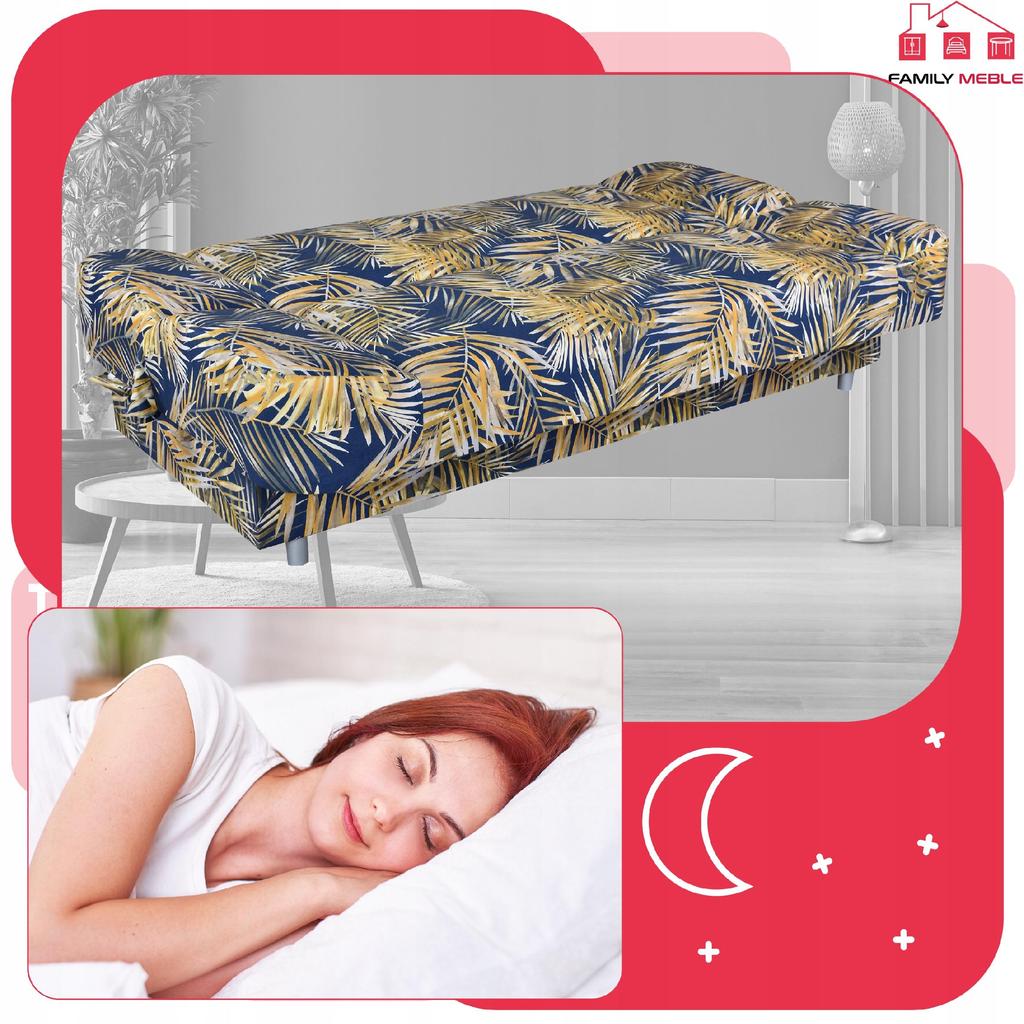 Kanapa sofa Sara Print rozkładana wersalka spania bonell łóżko Family meble 