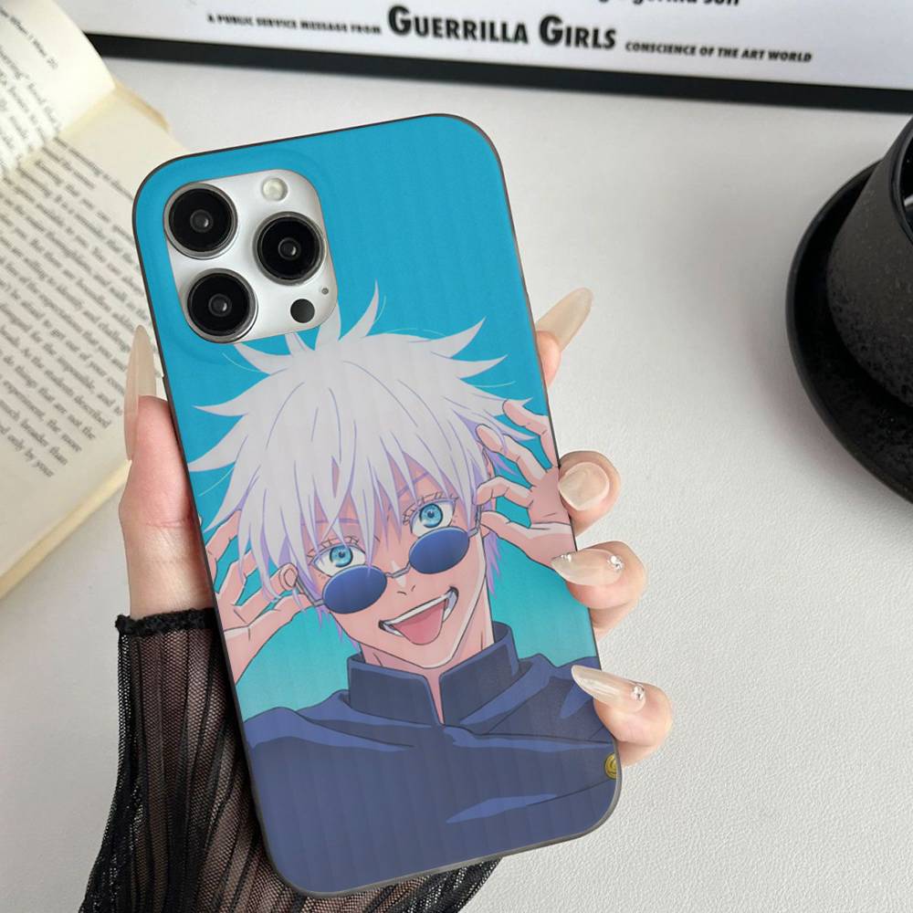Übernatürliches Anime Jujutsu Kaisen Für Telefon 17 16 15 14 13 12 11 Pro Max Plus Pro Air Handyhülle Wellenförmige Streifen Rückseite