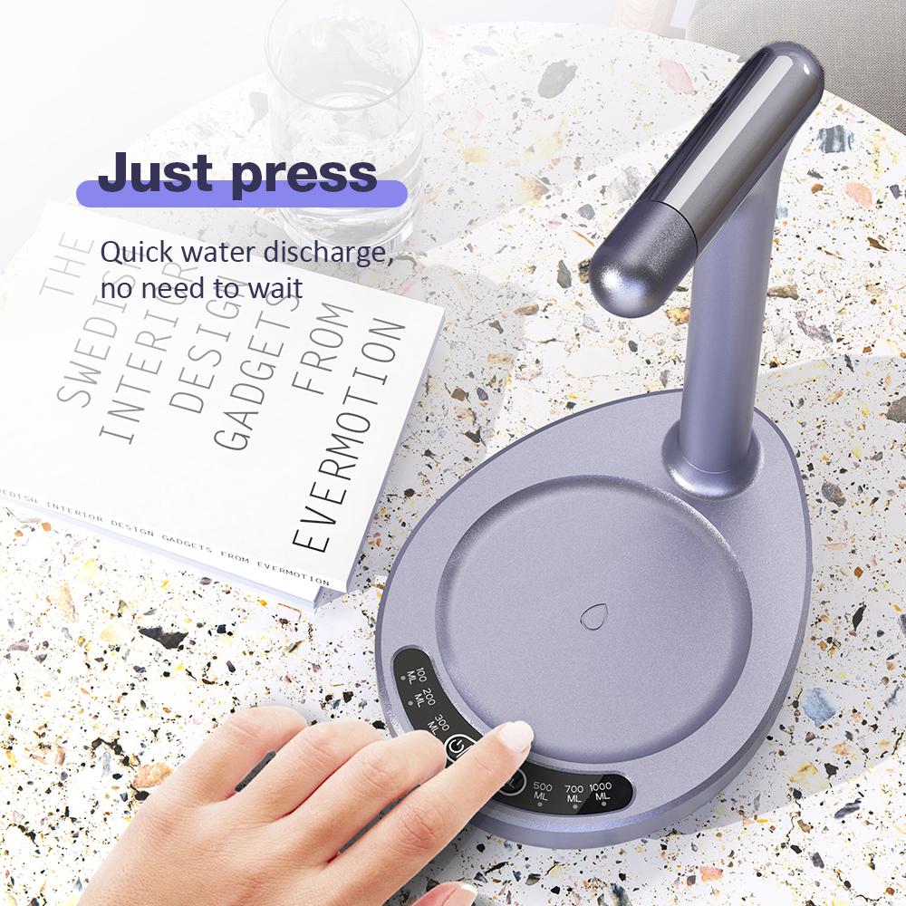 Automatic Water Pump with Tray USB Charging Water Dispenser Portable Water Bottle Pump for Gallon Facilites Kitchen Accessories
