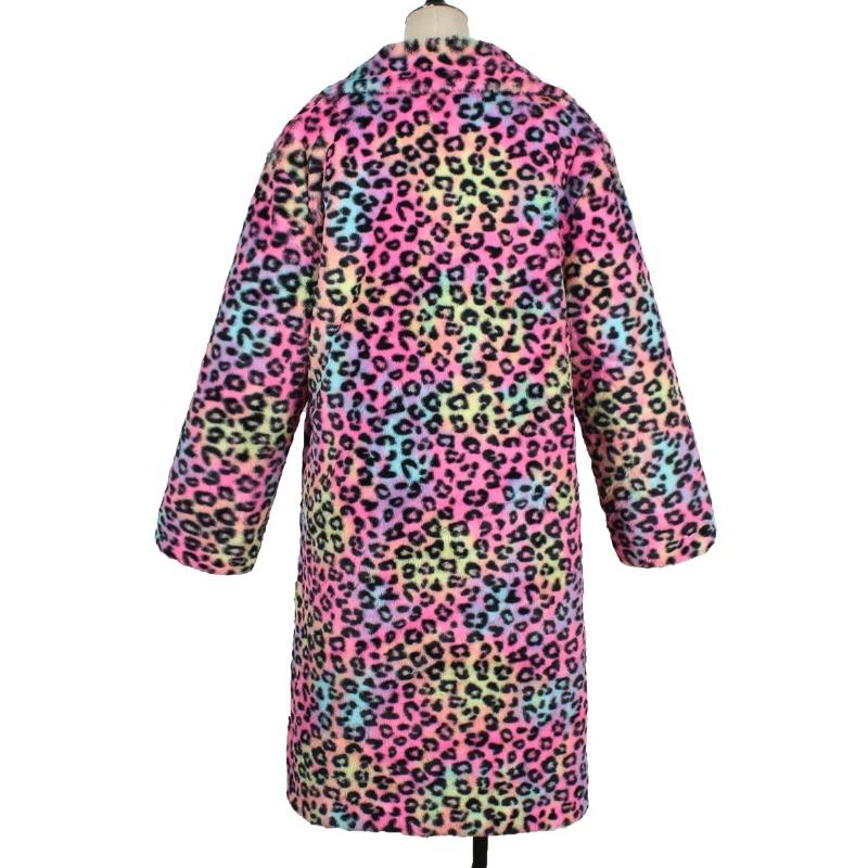 VAYLA  Autumn Winter Fur Coat Women Fashion Casual Square Collar Imitation Leopard Faux Fur Coat Plush Long Coat Winter Jacket
