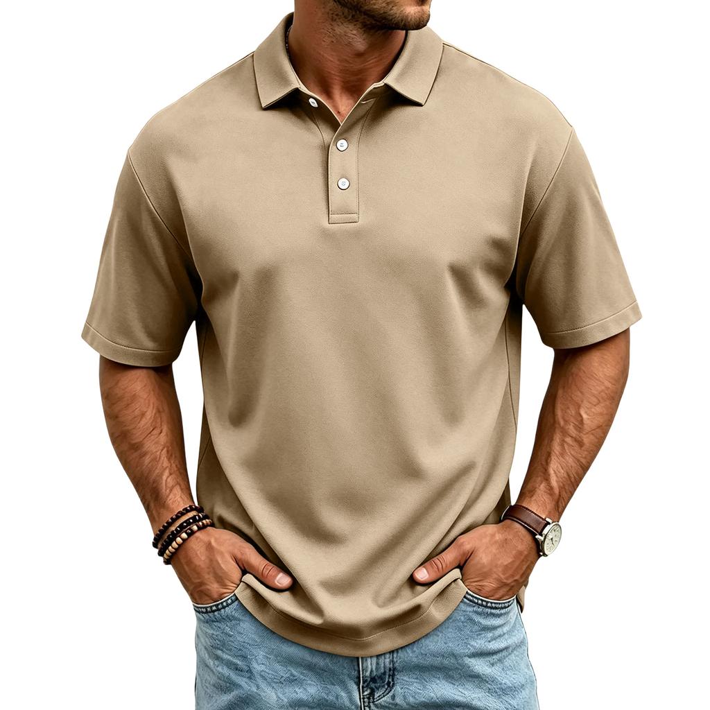 Men’s Casual Quick Dry Mesh Golf Polo Shirt Short Sleeve Lightweight Breathable Classic Fit Button Placket Top for Outdoor Sports Daily Wear