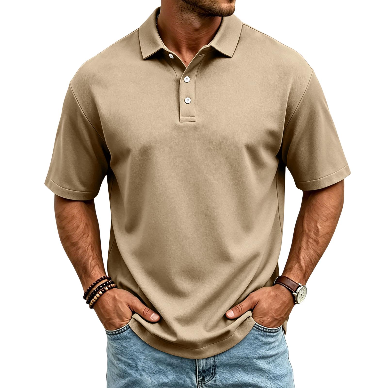 

Men’s Casual Quick Dry Mesh Golf Polo Shirt Short Sleeve Lightweight Breathable Classic Fit Button Placket Top for Outdoor Sports Daily Wear XL хакі