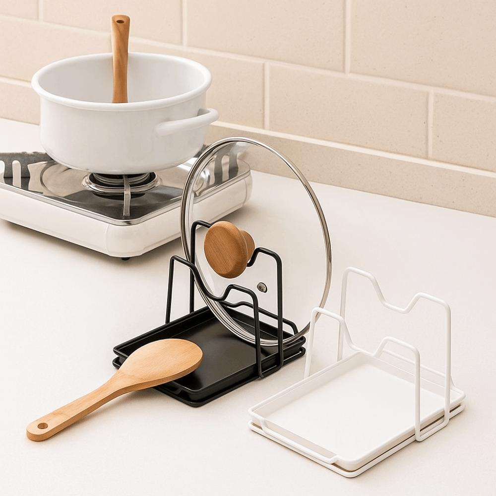 Rustproof Pan Pot Lid Holder Iron Shovel Spoon Rest Multifunctional Cutting Board Stand  Countertop