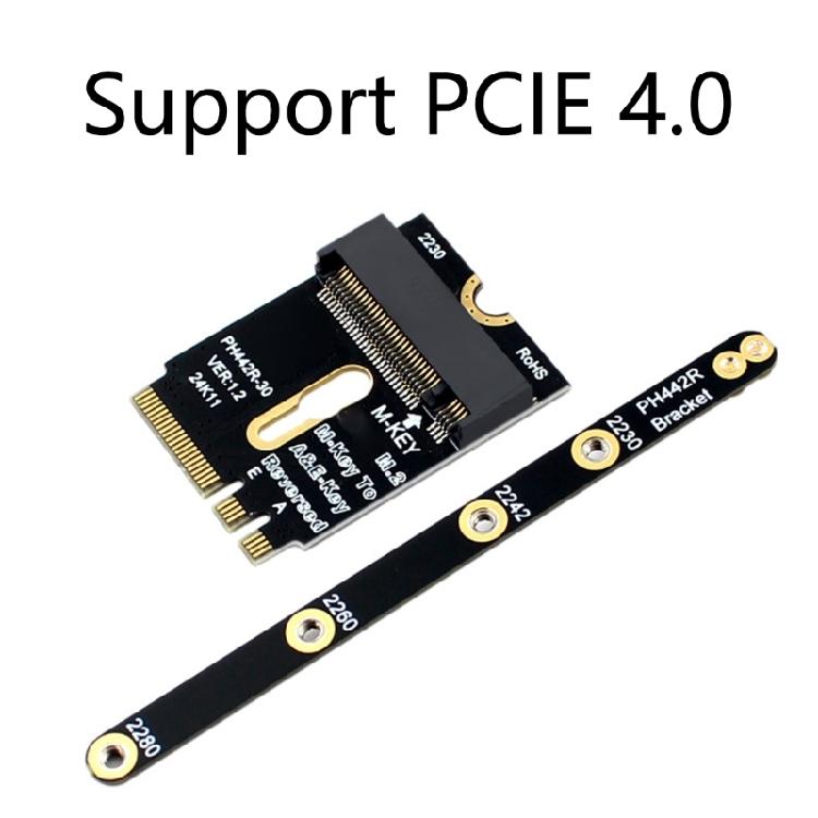 M.2 Key A+E To NVME  Adapter PCIE4.0 For 2230 2242 2260 2260 2280 Risers Card  Installation with Bracket