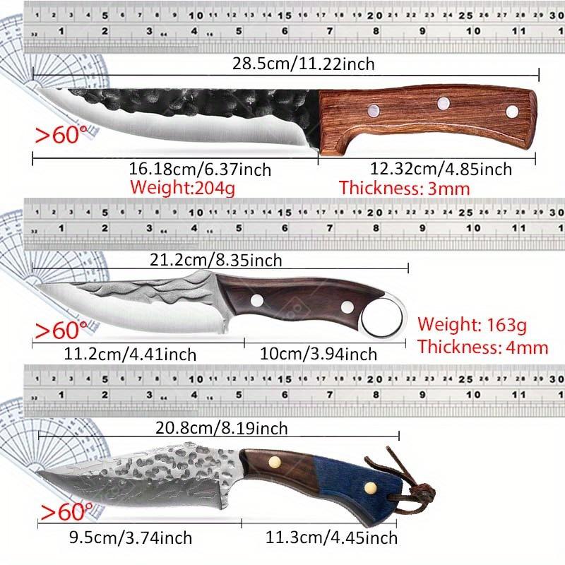 

3 Pcs Multipurpose High Carbon Stainless Steel Kitchen Knife Set Hand Forged Chef Camp Cleaver Boning Slicing Cooking Knives