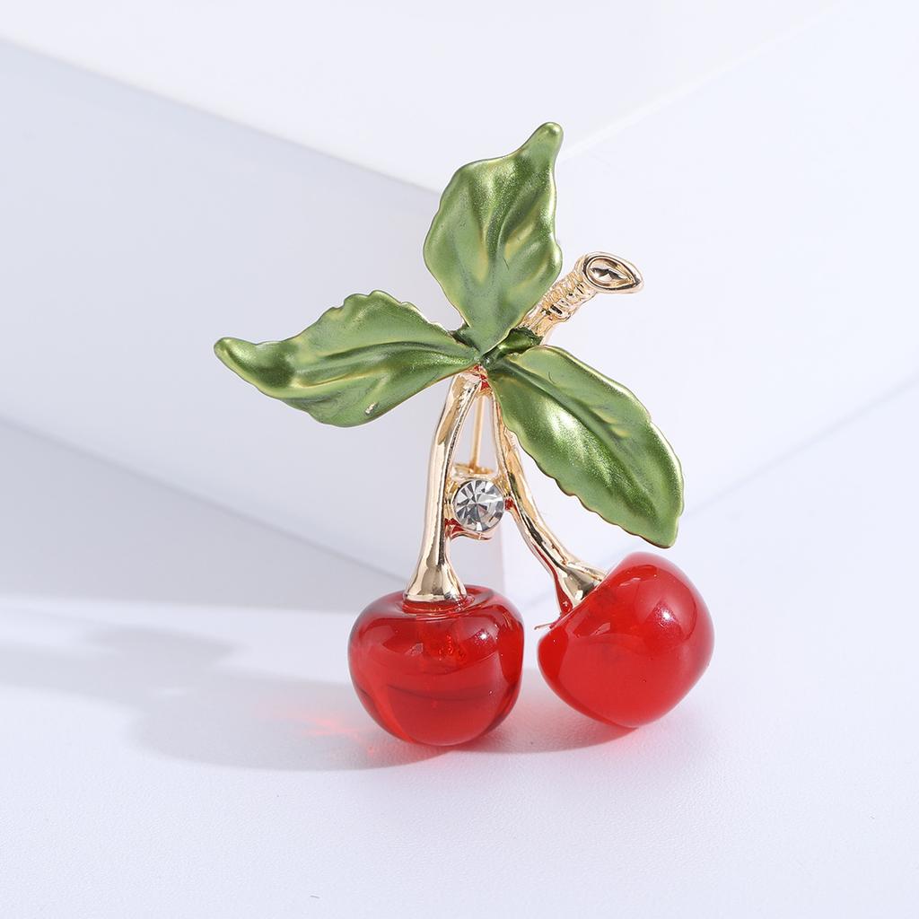 Alloy Enamel Rhinestone Fruit Brooch, Fashionable Women's Clothing Chest Flower