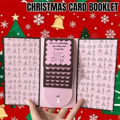 Handmade Christmas Gift Card Paper DIY DIY Gift Card with Envelope Blessing Message Pull Out Gift Card New Year Greeting