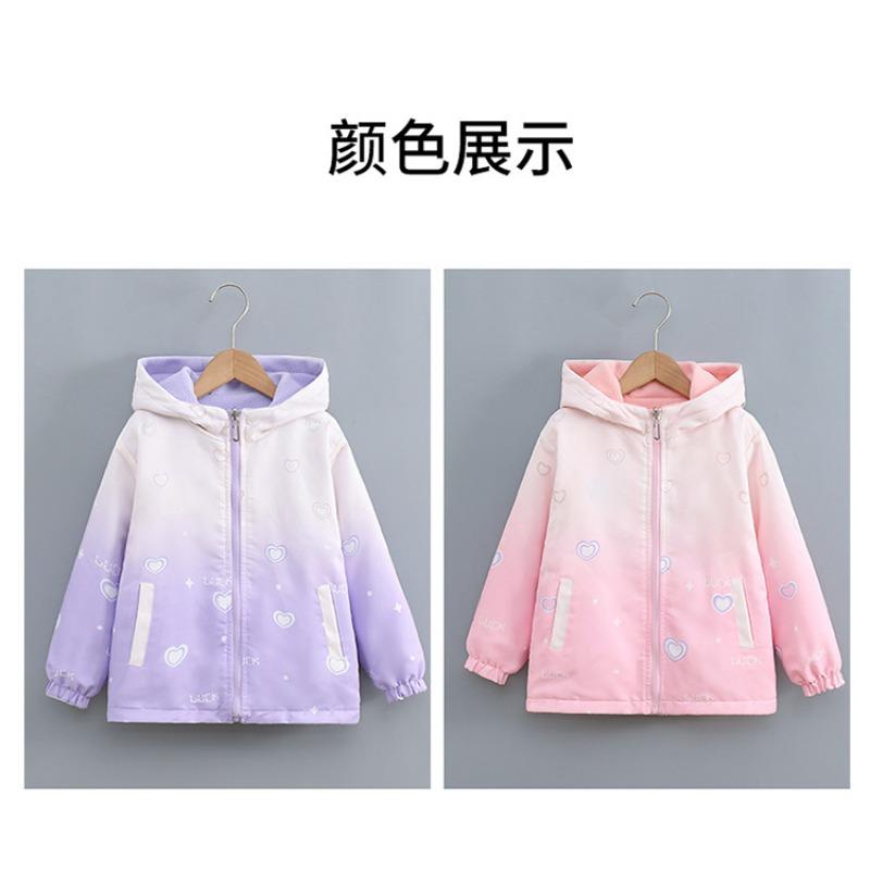 Girls Double Sided Fleece Thickened Hooded Children Casual Jacket