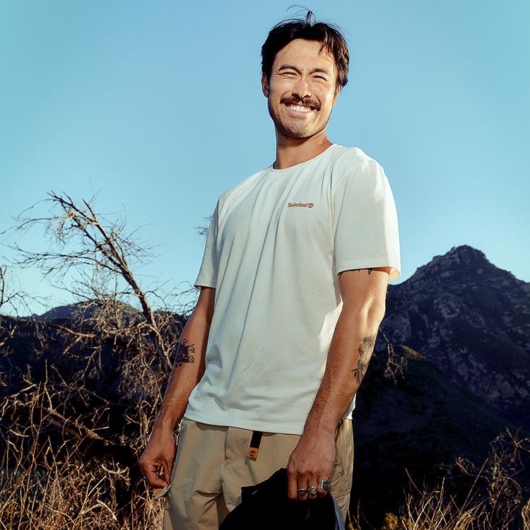 Timberland Outdoor Casual Breathable Quick-Dry Short Sleeve T-Shirt Men Tops Vintage-White A4215-CM9