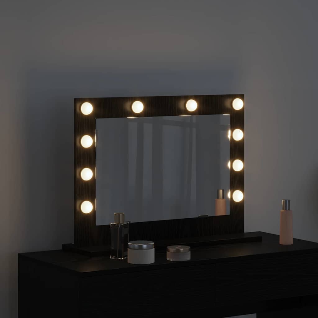Black Oak Effect Washbasin Mirror 60 x 45 x 18 cm