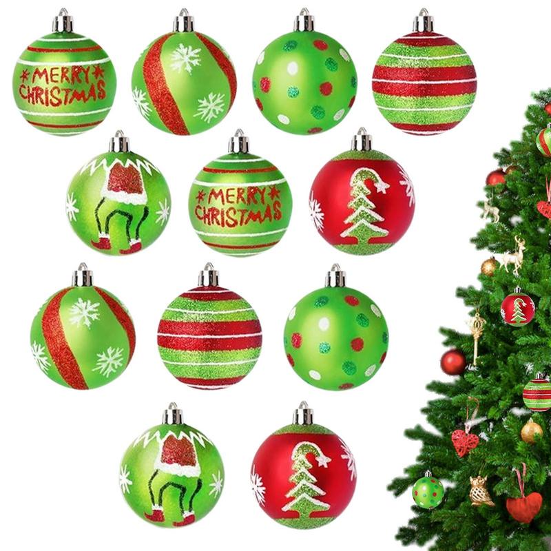 12Pcs/set Christmas Tree Balls Ornaments Holiday Decor Glitter Ball Ornaments For Christmas Tree Wall Hanging Decoration