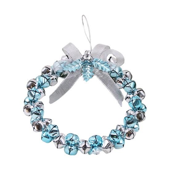 Bell Wreath Christmas Beaded Bell Wreath with Bow Small Jingle Bell Garland Ornament for Christmas Home Tree Decor