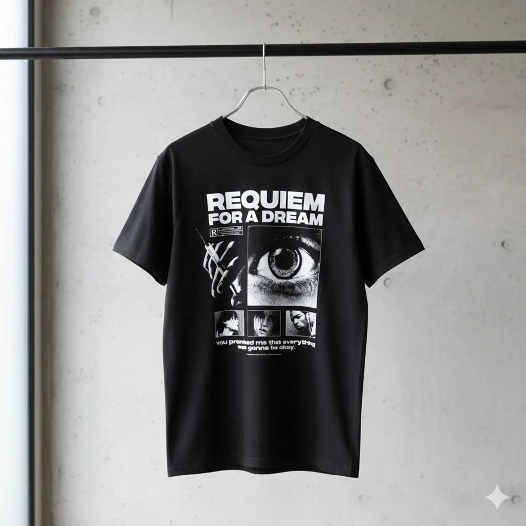 T-shirt Film Requiem per un Sogno Dramma Psicologico Film S476 vintage Lavata Versatile Per Ev