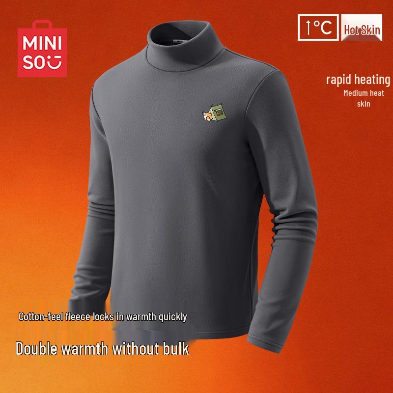 MINISO Men s Thermal Half-High Neck Long Sleeve T-Shirt M