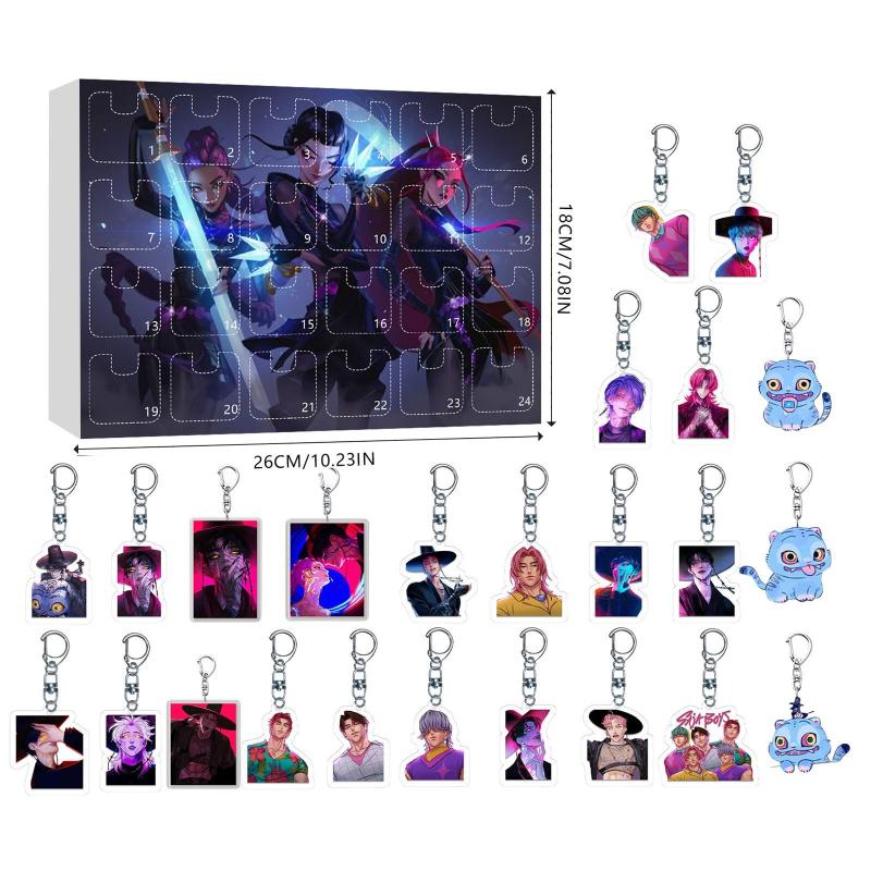 Kpop Vânătorii de Demoni Calendar de Advent Cutie Oarbă Calendar Numărătoare Inversă Cu 24 Jucării Brelocuri Cadouri Pungă Pandantiv Joc Amuzant Obiecte de Colecție