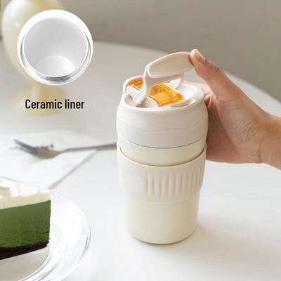 Portable Ceramic Lined Dual-Drink Insulated Mug