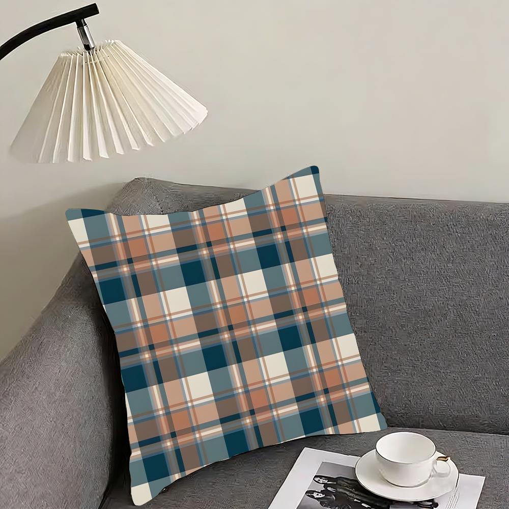 Plaid Luxury Cushion Cover Pillowcase Ultra Soft Skin Friendly Fabric Cloud Like Comfort  Concealed Zipper