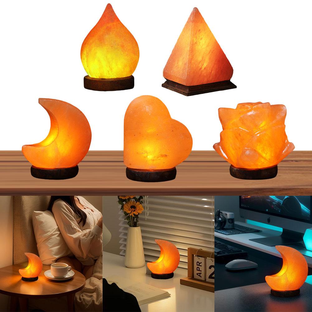 Himalaya-Salzlampe, LED-Nachtlicht mit Sockel, Kristallsalzsteinlampe, Nachttisch-Nachtlicht, Dekoration für Zuhause und Schlafzimmer