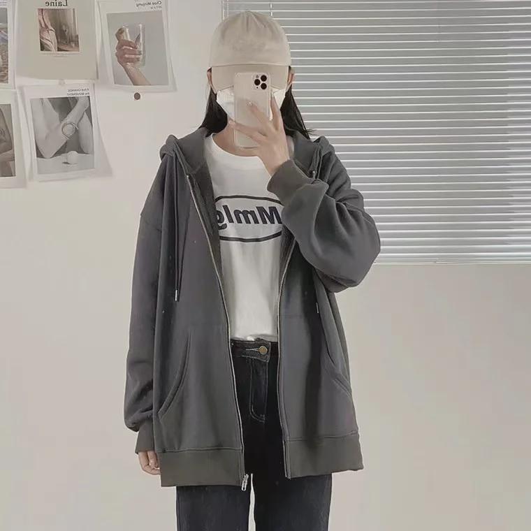Autumn Women's Zippered Apricot Sweater Jacket - Casual Sports Style