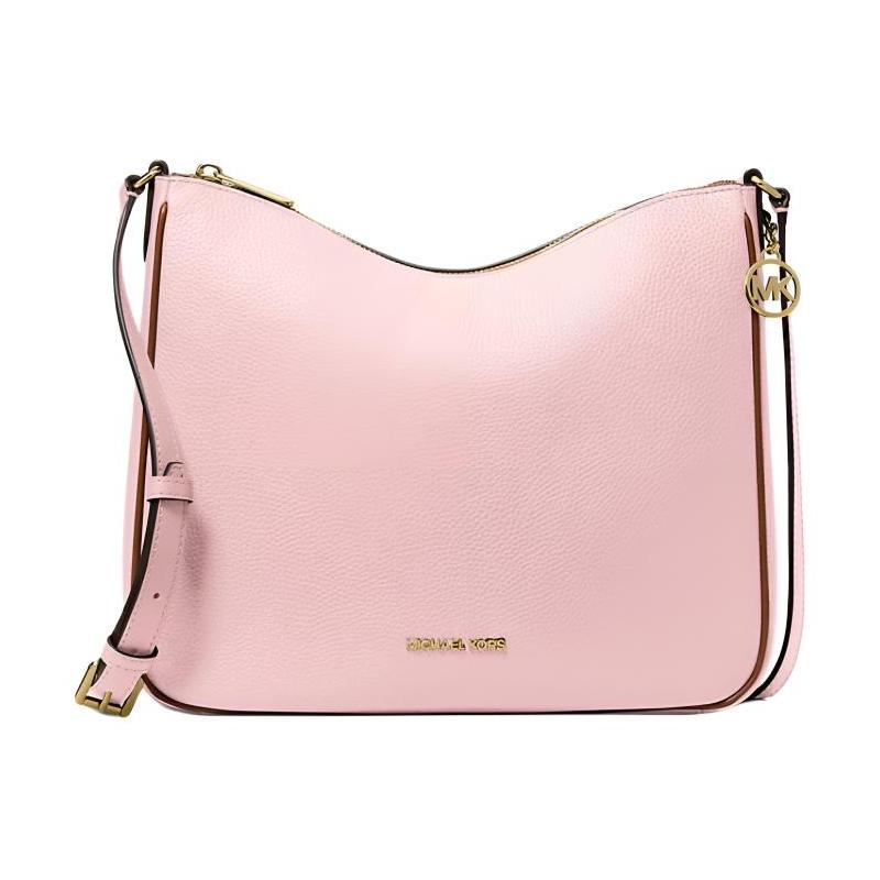 MICHAEL KORS Nayla Gold Hardware Logo Charm Pebbled Leather Messenger Bag Crossbody Medium Women s Pink золотой