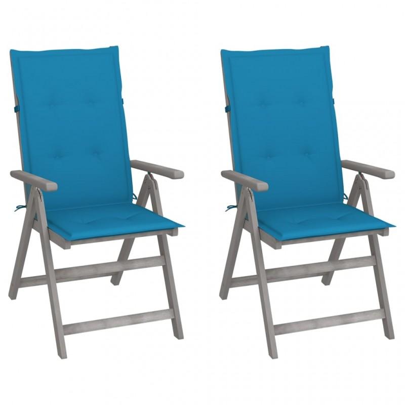 Day and Night - Day and Night Reclining Garden Chairs and Cushions 2 Pcs Solid Acacia Wood