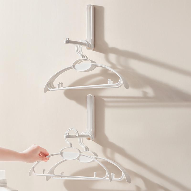 Clothes Hanger Storage Artifact No Punching Bedroom Organization Multifunctional Household Foldable Clip-Proof Anti-Slip