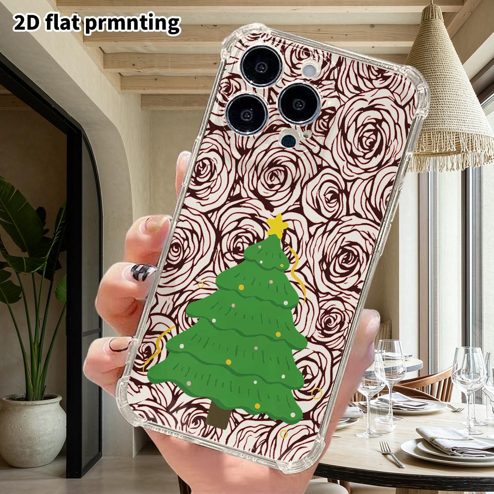 Phone Case: 2D flat design, fits iPhone 18 17 16 15 14 13 Pro, transparent corners protective case, Christmas cartoon, Christmas and Halloween gift
