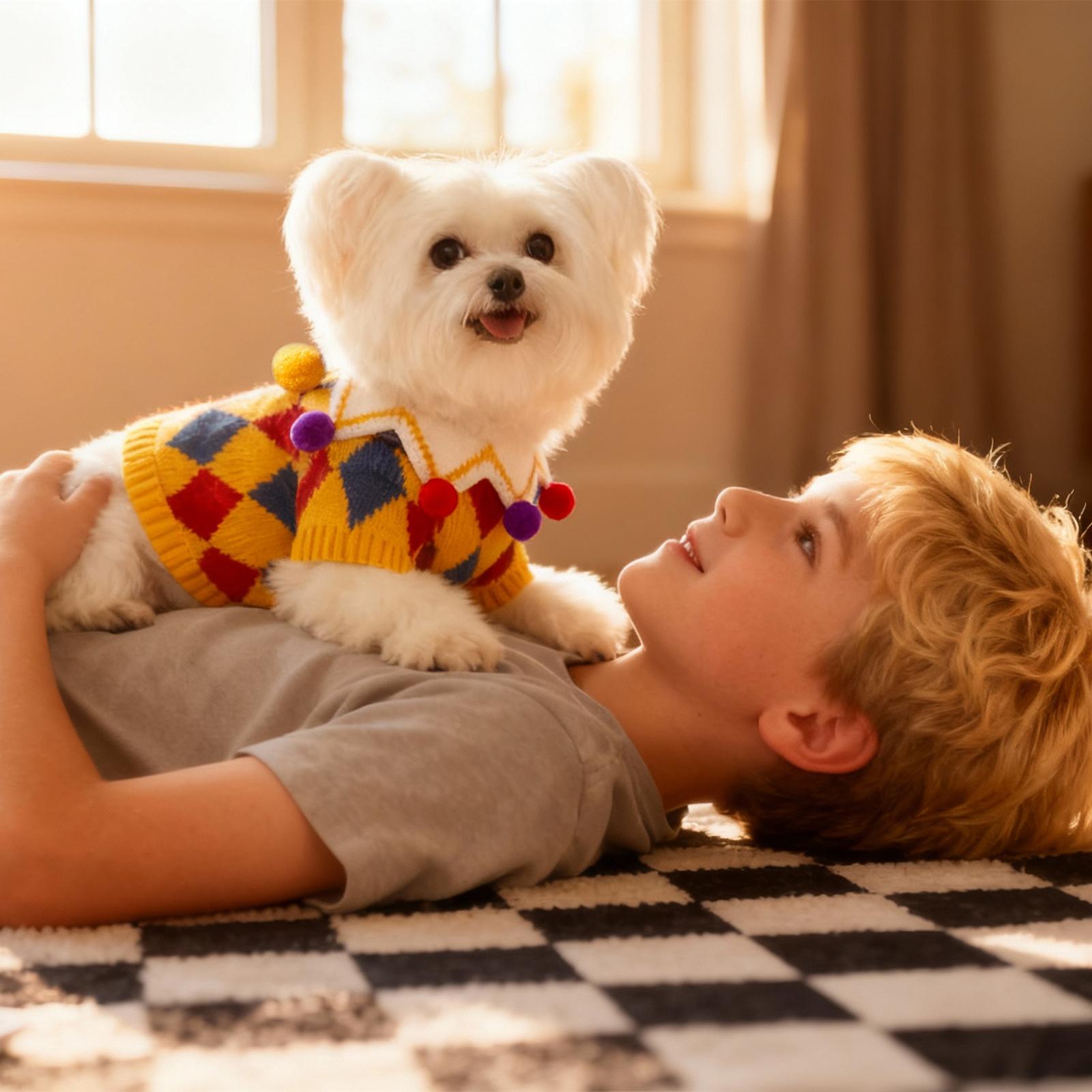 

Vintage Pet Sweaters For Small Dogs & Cats - Knitted Pet Pullovers With Unique Patterns, Warm & Stylish Pet Apparel For Daily Wear & Parties XL жёлтый