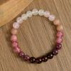Festive Gifts Warm Pink And Red Tone Natural Stone Beaded Bracelet Fashion Jewelry For Unisex Daily Wear Stylish And Easy To Match Accessory