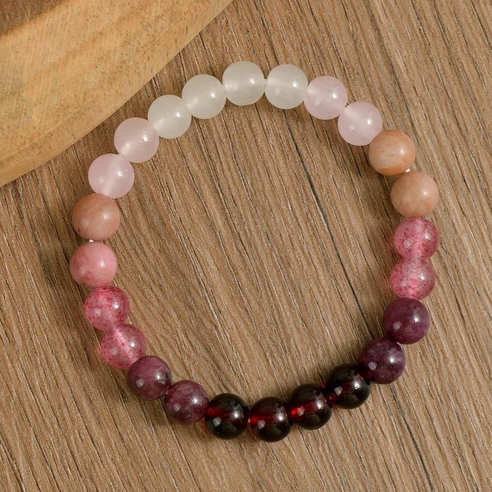 Festive Gifts Warm Pink And Red Tone Natural Stone Beaded Bracelet Fashion Jewelry For Unisex Daily Wear Stylish And Easy To Match Accessory