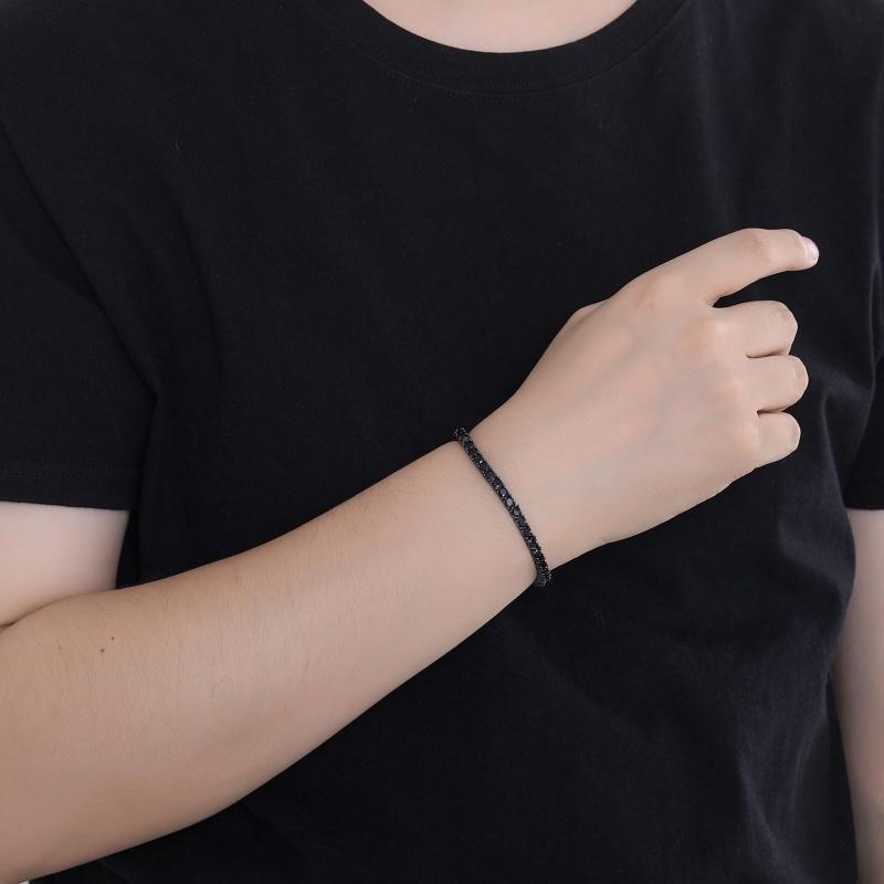 Fabrikpreis Echter S925 Sterlingsilber Vergoldet 18 Karat Gold 5A Qualität Zirkon Schwarzes Tennisarmband für Männer und Frauen Modeschmuck