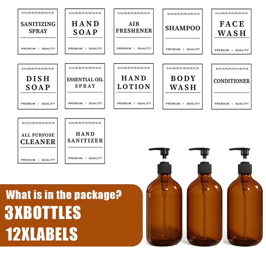 500ml Seifenspender mit Etiketten Handpumpflasche Kunststoff Leer Kosmetischer Flüssigkeitsbehälter HANDSEIFE/ GESCHIRRSEIFE/ KÖRPERWASCHMITTEL