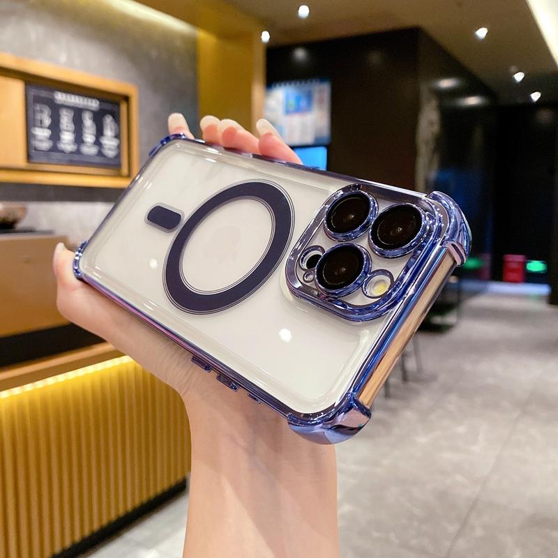 Luxuriöse, stoßfeste Panzerung für die kabellose Magsafe-Ladehülle für das iPhone 15 14 Plus 13 12 11 Pro Max, klare magnetische Abdeckung