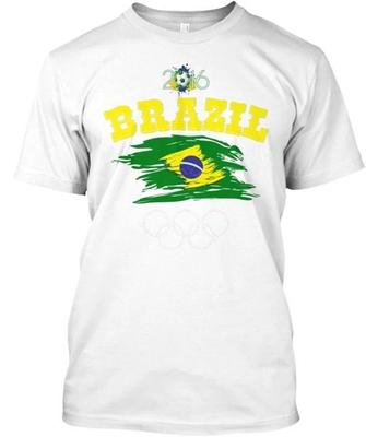 Maglietta da Uomo in 100% Cotone con Bandiera e Mappa del Brasile Squadra di Calcio Top Tee Realizzato negli USA Maglietta Tee Top Unisex