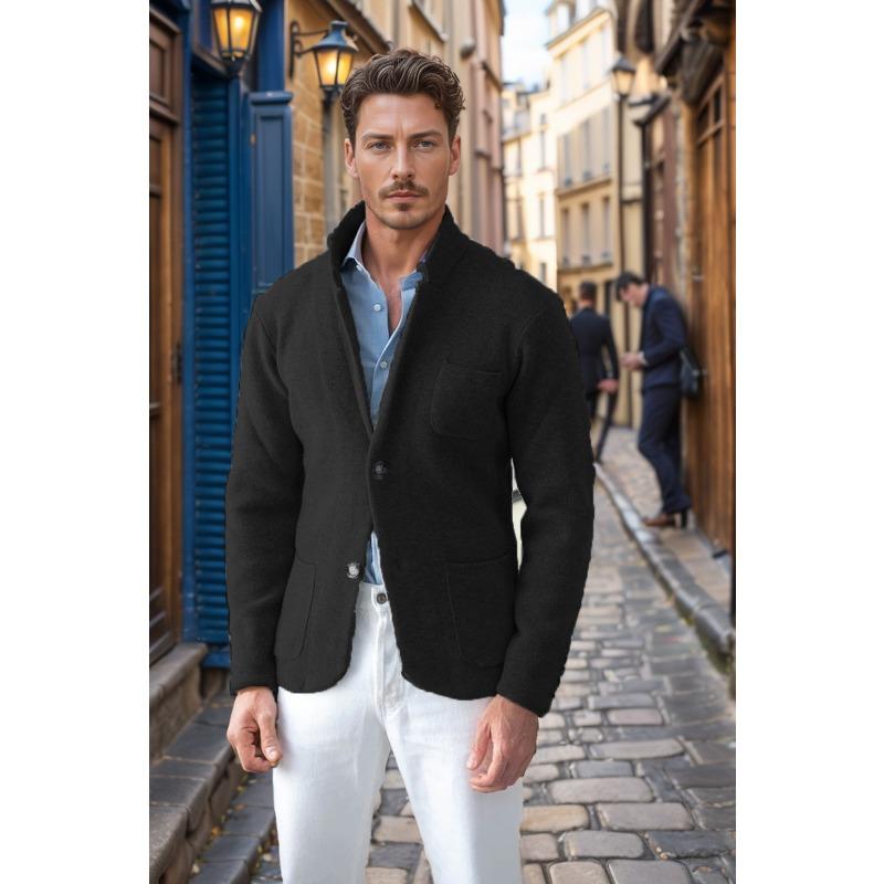 

Новая мужская модная повседневная куртка для зрелых мужчин, однотонное винтажное пальто высокого класса XXXL чёрный