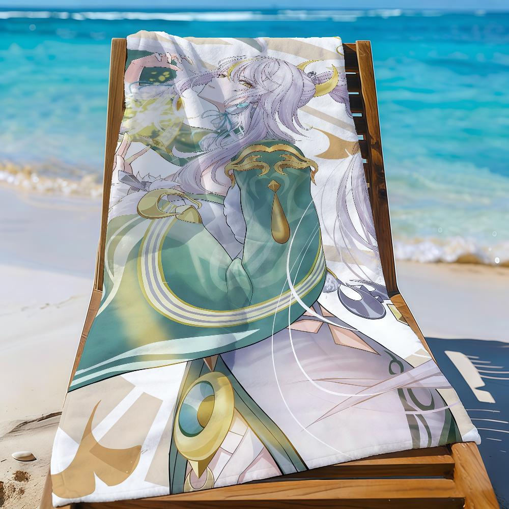 Game Genshin Impact Zibai Towel Sports Quick Dry Travel Camping Gear Sandproof Soft Light Large Beach Towel
