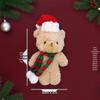 Cute Christmas Bear Plush with Blush, Scarf, Jumpsuit & Keychain Pendant - Adorable Stuffed Toy Gift