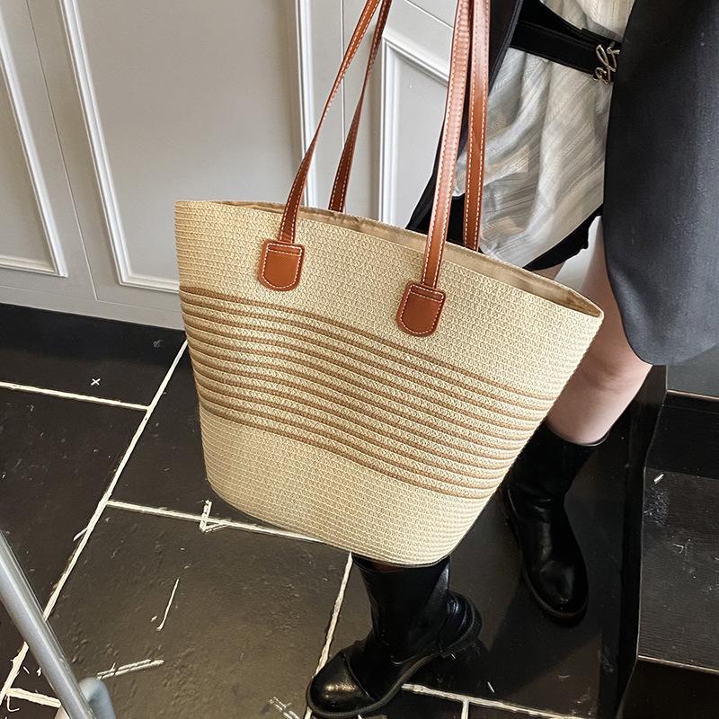

Large capacity woven straw vegetable basket bag women s summer 2025 new versatile leisure seaside vacation beach bag