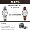 OLEVS Ladies Watch Analog Quartz Popular Waterproof Watch White Business Stylish Silver Dial Small Stainless Steel Band Ladies Watch White Date Day of