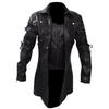 Steampunk erkek Gotik Trençkot Deri Ceket Punk Tarzı Biker Jacke Sonbahar Kış Motosiklet Ceket