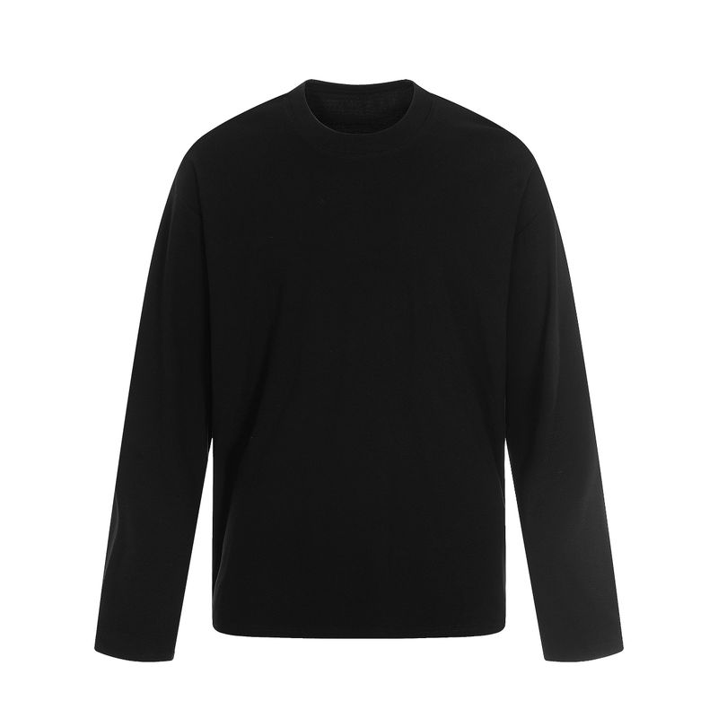 Blaexit American Retro Basic Solid Color Base Shirt Men's Long-Sleeve T-Shirt Versatile Top for Commuting In Spring and Autumn