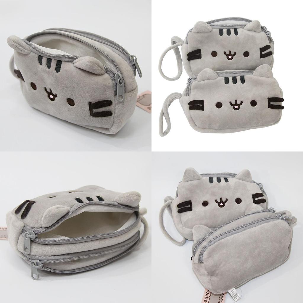 Niedliche mollige graue Katze Plüsch Make-up Tasche für Mädchen Kosmetik Organizer Beutel