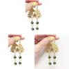 Fairy Tale Mushroom Green Phantom Quartz Drop Earrings With Rose Flower Design For Fashion Women