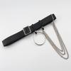 Fashionable Black Women Waist Belt With Circular Ring And Chain Tassel Daily For