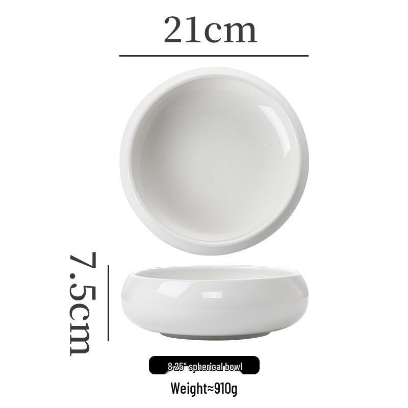 White High-Footed Ceramic Soup Bowl - Deep Plate for Home or Hotel Use