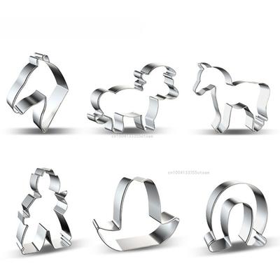 2025 New Horse Cowboy Cookie Cutter Mould Stainless Steel Pony Horse Cowboy Shapes Biscuit Mold Fondant Pastry Decor Baking Tool