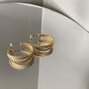 Korean Minimalist Silver Color Braided Hoop Earrings Hollow Twisted Circle Earrings for Women Party Daily Wear Statement Jewelry