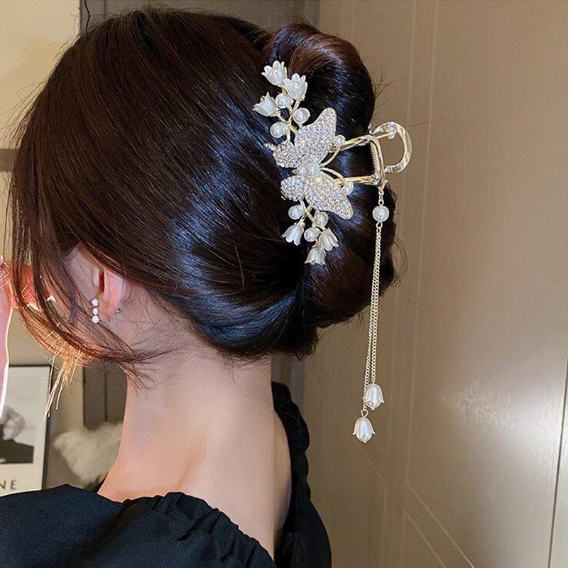 Long Butterfly Beaded Tassel Hair Clip For Women Fairy Temperament Sweet Princess Hairpin Hair Accessories