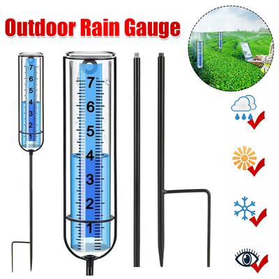 Outdoor Rain Gauge with Stake Water Rain Meter Adjustable Height Freeze Proof Rain Gauge Large Numbers for Garden Lawn Yard