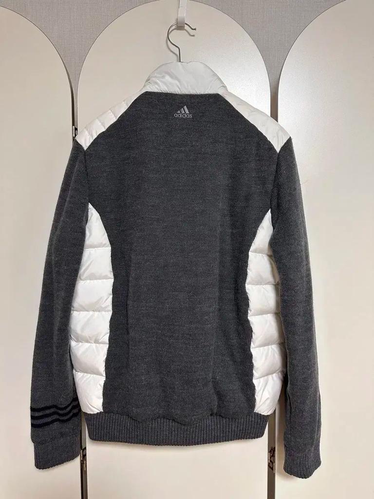 [USED] adidas Down Jacket with Knit Sweater, Sleeves, Size 100